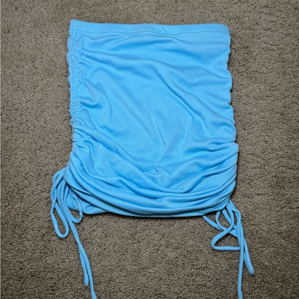 Blue Ruched Tube Top